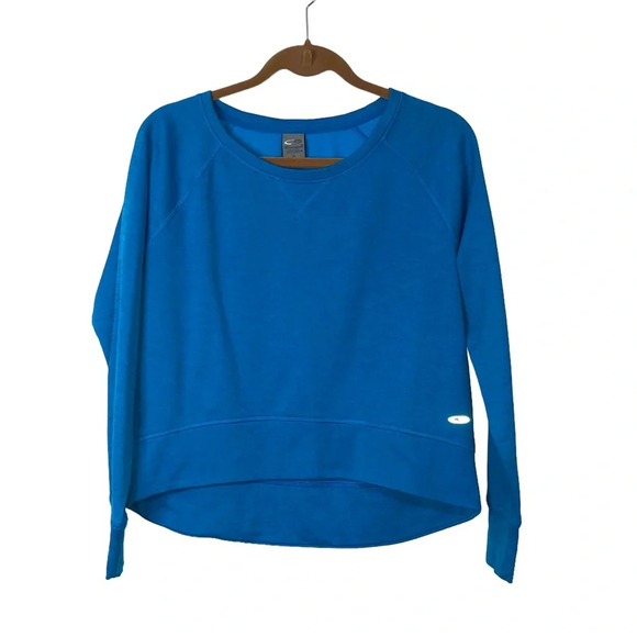 5/$25 
Champion Duo Dry Sweatshirt M Turquoise Long High Low Hem Soft Lightweigh - Picture 1 of 11